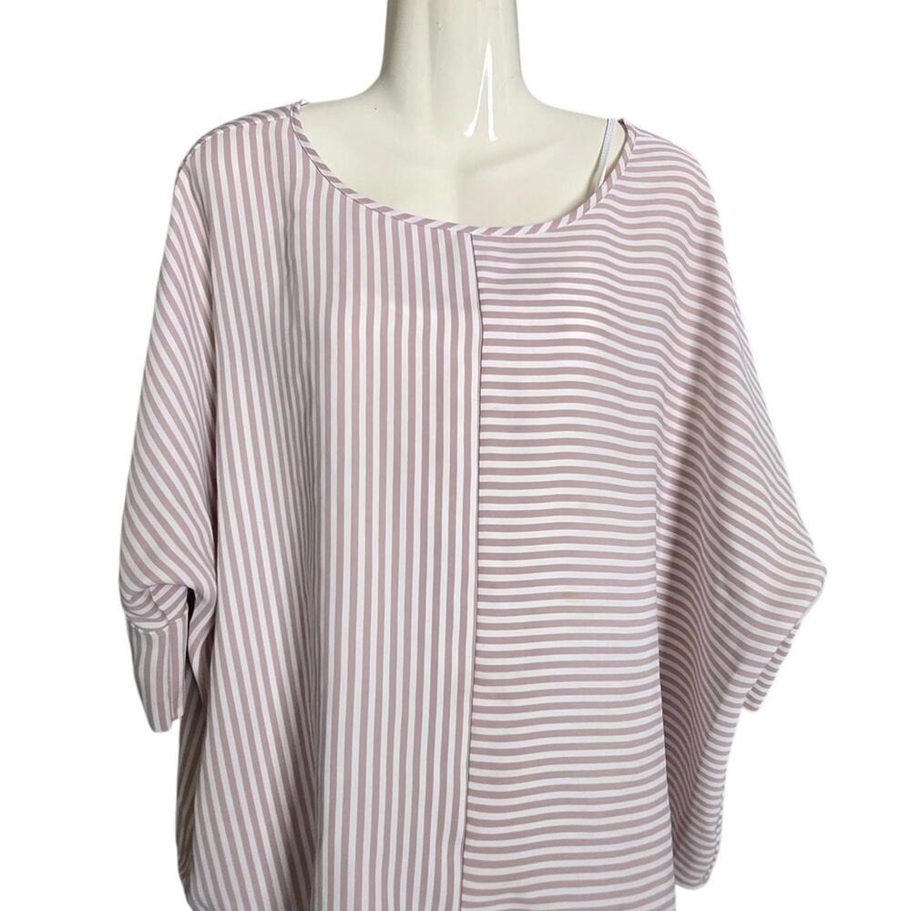 Express XL Mauve Striped Mixed Direction Dolman Sleeve Blouse Boat Neck
